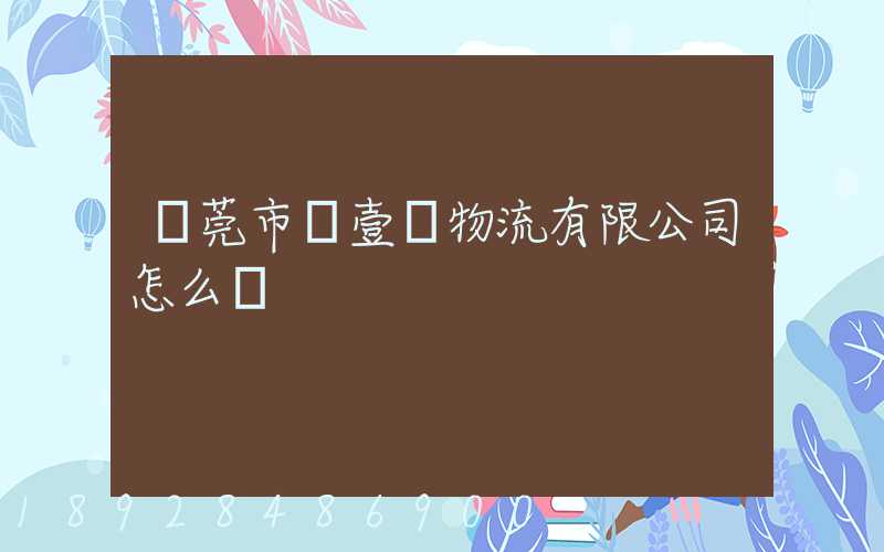 東莞市來壹來物流有限公司怎么樣